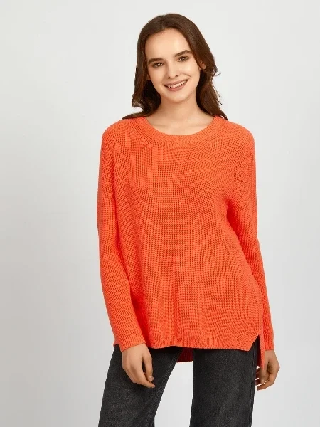 Emma: 100% Cotton Crewneck Shaker Stitch Sweater - 20% Discount Now!