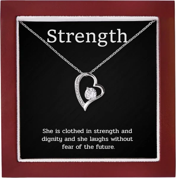 Strength Necklace For Women, Necklace Gift For Her, Inspirational Message Card, Courage And Dignity Gift For Strong Women, Gift For Cancer Survivors And Loved Ones