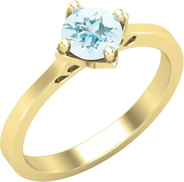 Dazzlingrock Collection 6.5mm Round Amethyst Comfort Fit Solitaire Engagement Ring for Her, 18K Solid Yellow Gold