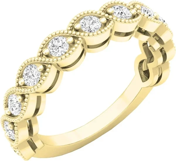 Dazzlingrock Collection 10K Round Gemstone Ladies Swirl Engagement Ring, Yellow Gold