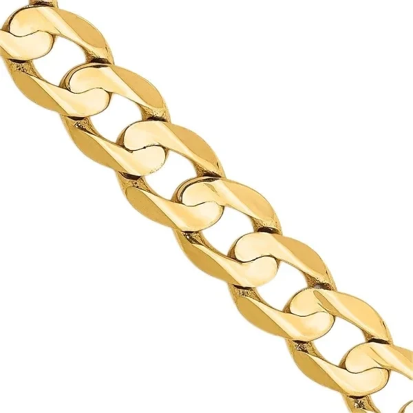 Avariah Solid 14K Yellow Gold 5.25mm Open Concave Curb with Lobster Lock Chain -16.0" 18.0" 20.0" 22.0" 24.0" 26.0" 28.0"