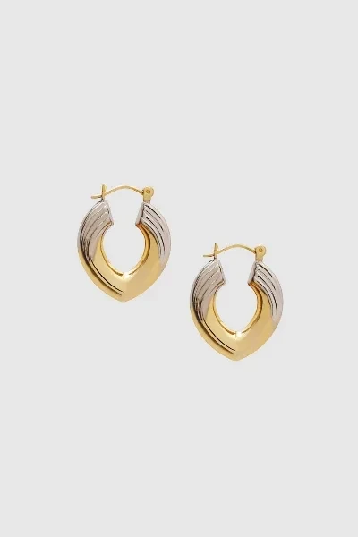 Two Tone Pointed Hoop Earrings - 14k Gold - 40% Off Limited Time!