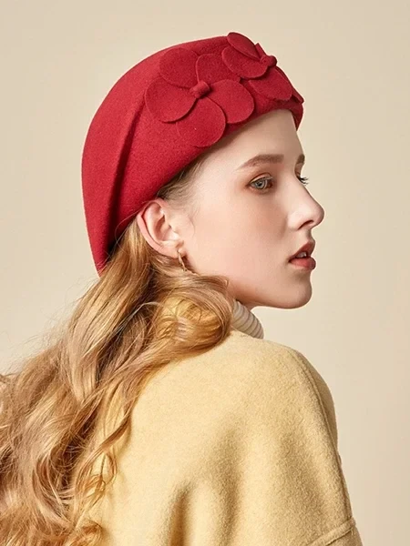 Elegant Floral Wool-Blend Beret - 20% Off Today!