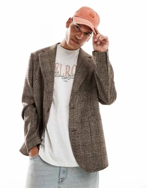 ASOS DESIGN regular wool blend check blazer - 25% Price Drop!