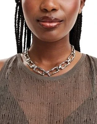 8 Other Reasons chunky chain necklace in rhodium plated