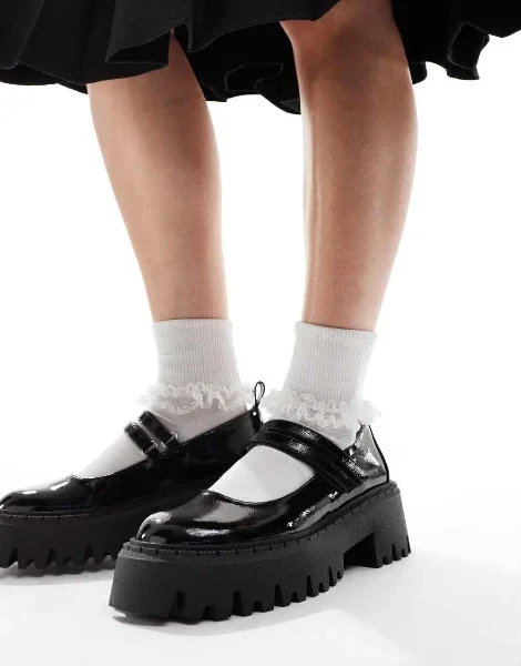 RAID Imani chunky mary janes in black patent - Now 45% Off!