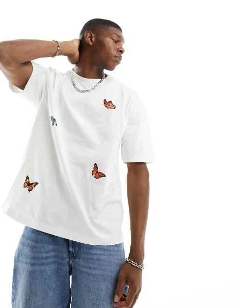 Good For Nothing oversized butterfly print t-shirt in off white - Save 49% Today!