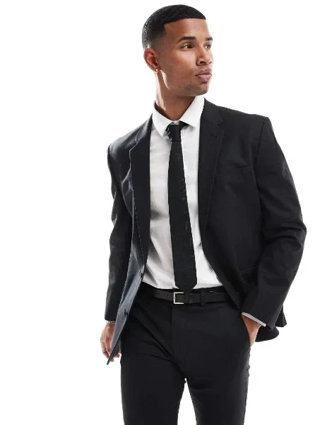 ASOS DESIGN skinny linen mix suit jacket in black - 75% Price Drop!