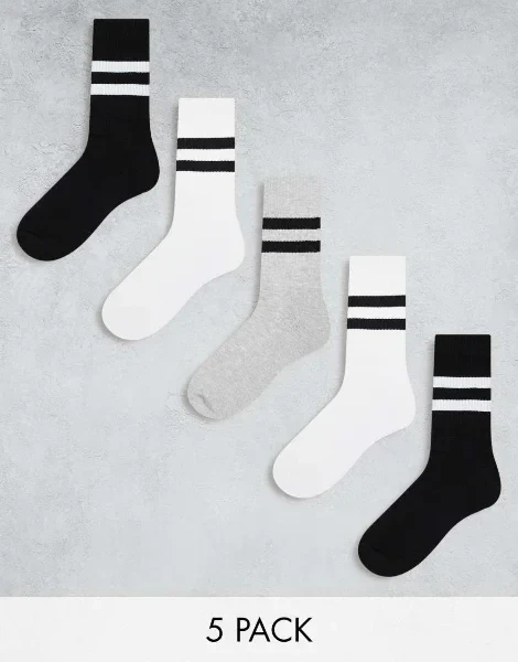 ASOS DESIGN 5 pack socks with stripes in multiple colors - 24% Off Today!