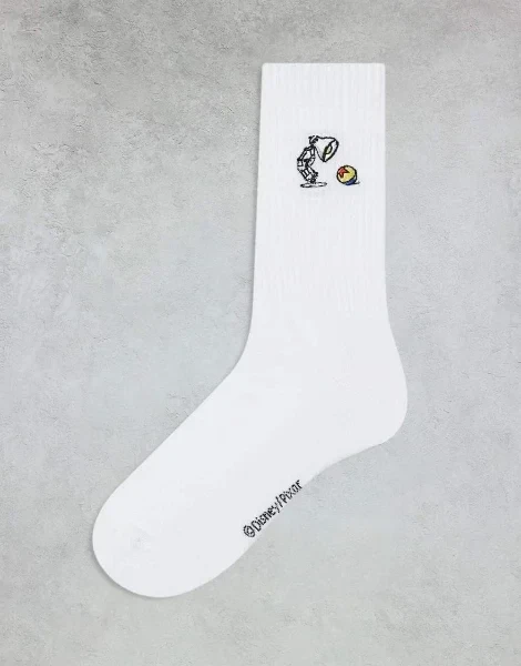 ASOS DESIGN socks with Pixar embroidery in white - Save $199 Today!