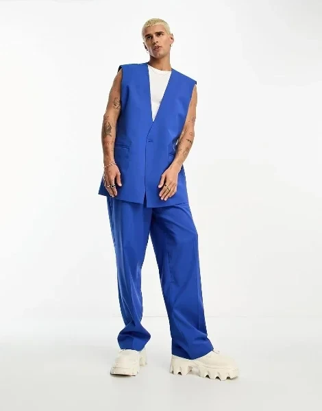 ASOS DESIGN sleeveless suit jacket in cobalt blue - Save 65% Today!