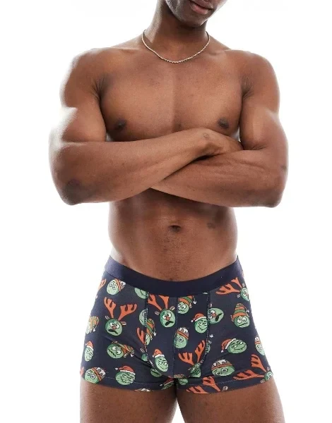ASOS DESIGN trunks with christmas sprouts in navy - 50% Discount Now!