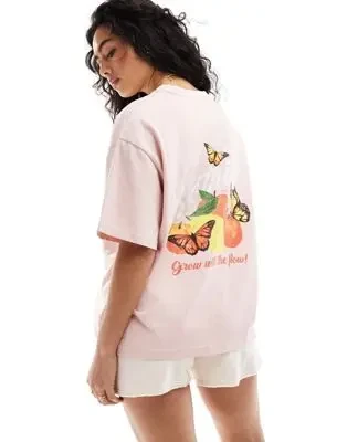 Good For Nothing fruit graphic T-shirt in light pink