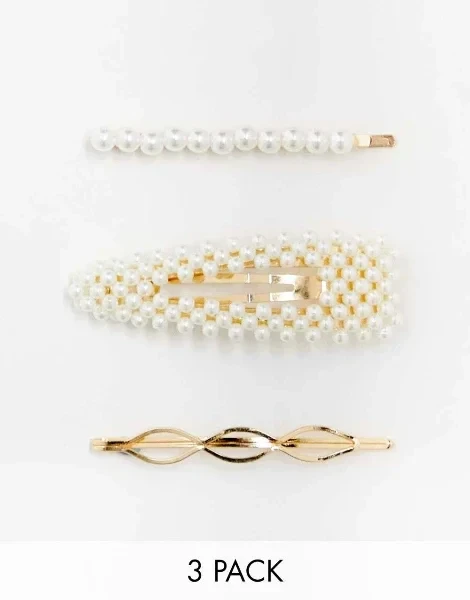 The Basik Edition Assorted Pearl Hair Clips 3pk - 20% Off Today!