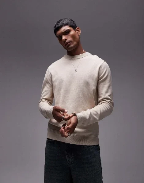 Topman essential crew neck sweater in beige - 29% Off Limited Time!