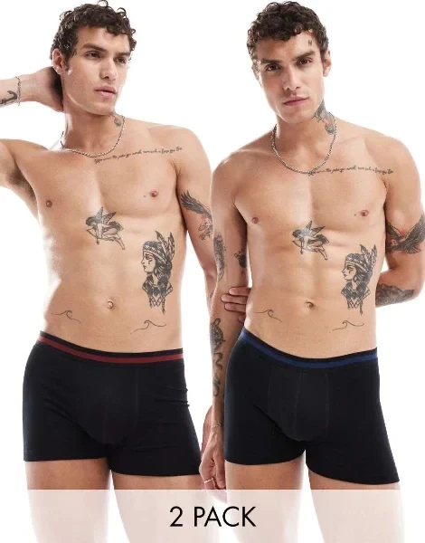 ASOS DESIGN 2 pack trunks with contrast tipping in multiple colors - 24% Off Limited Time!