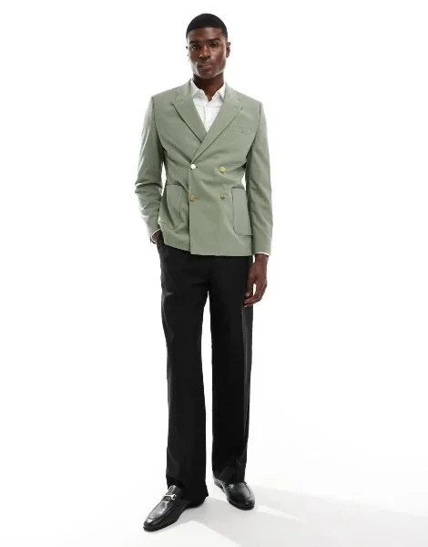 ASOS DESIGN wedding skinny blazer with gold buttons in green - 50% Discount Now!