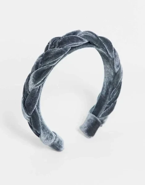 The Basik Edition Braided Velvet Headband in Gray - 20% Off Today!
