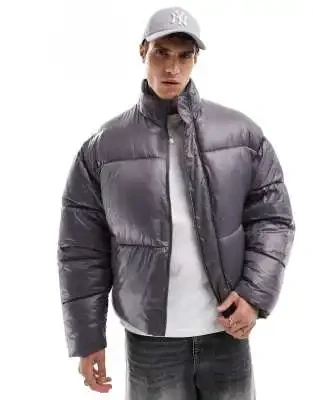ASOS DESIGN oversized puffer jacket in gray - Now 30% Off!