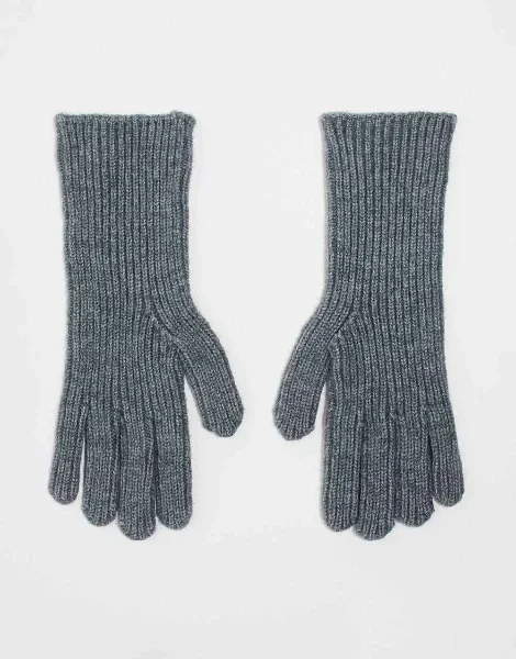 ASOS DESIGN ribbed gloves with long cuff in gray - 29% Off Today!