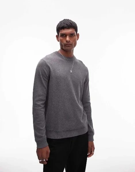 Topman essential crew neck sweater in charcoal - Save $1399 Today!