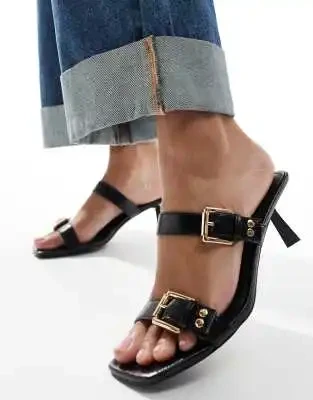 RAID Mesmerize kitten heeled sandals with buckles in black - 25% Off Limited Time!