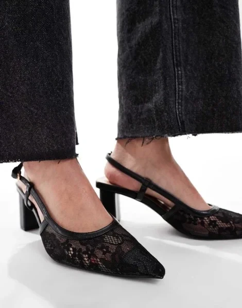 RAID Leroy slingback pumps in black lace - Save $1560 Now!