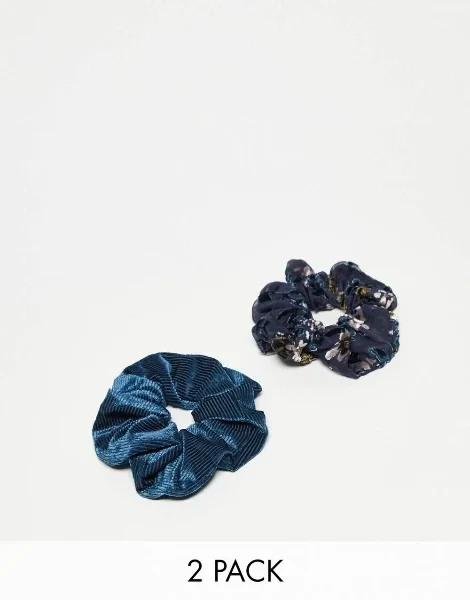 The Basik Edition Jumbo Assorted Scrunchies 2pk in blue - Save $600 Today!