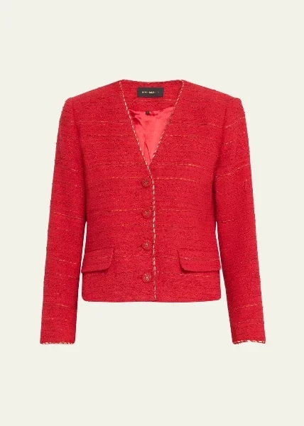 Clara Metallic-Trim Textured Tweed Jacket - Now 60% Off!