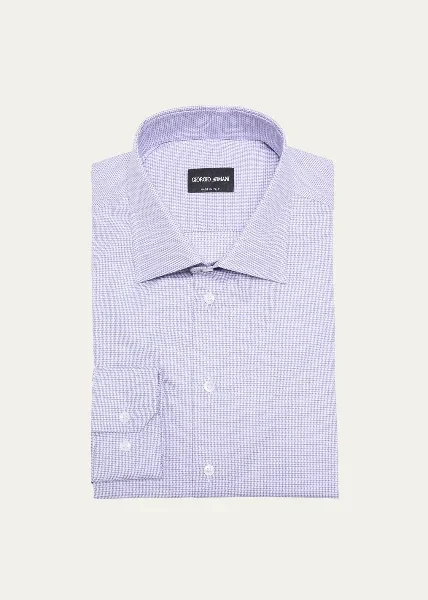 Giorgio Armani Men's Micro-Geometric Cotton Dress Shirt - Bergdorf Goodman