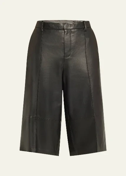 Mid-Rise Long Leather Shorts - 40% Discount Now!