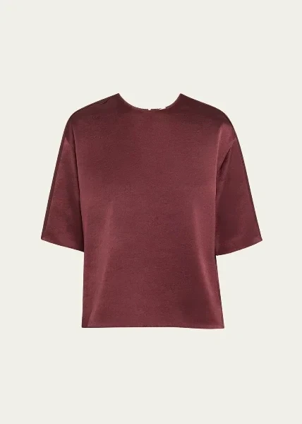 Satin Short-Sleeve Blouse - Save 40% Today!