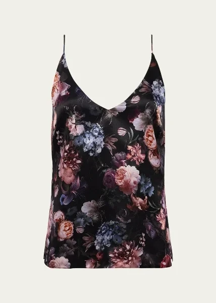 Gabriella V-Neck Floral Silk Tank Top - 40% Discount Now!