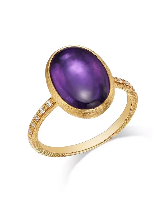 18K Yellow Gold Siviglia Color Amethyst & Diamond Oval Ring - Exclusive - Now 20% Off!