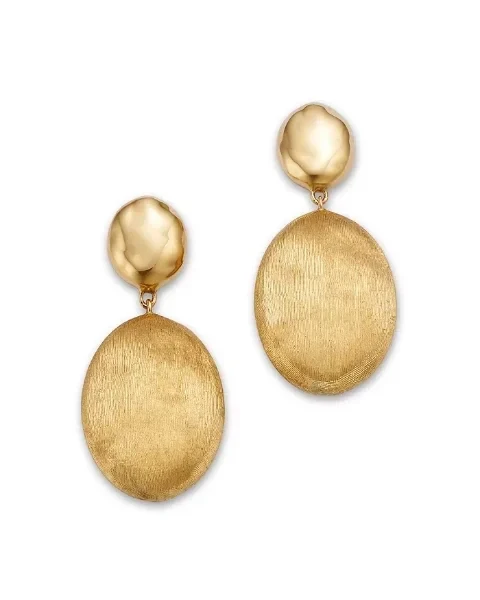 18K Yellow Gold Siviglia Polished & Textured Drop Earrings - Exclusive - 20% Discount Now!
