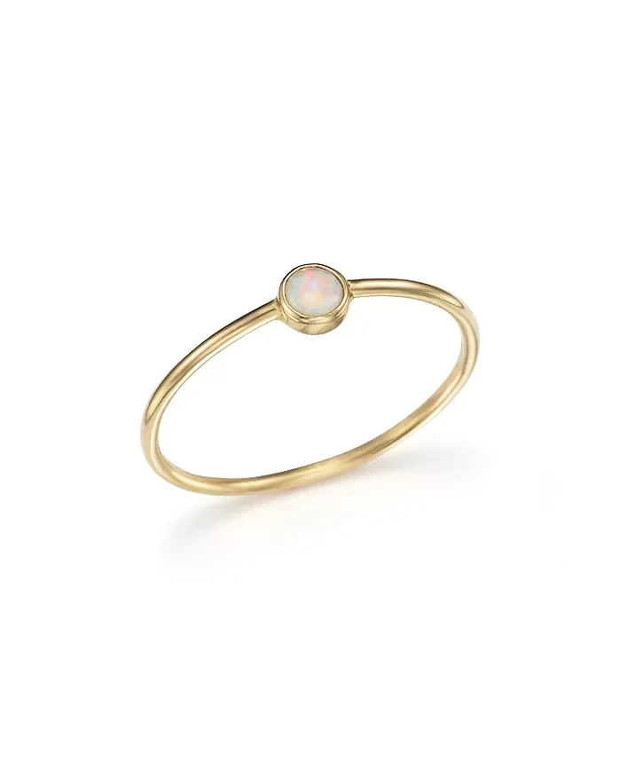 Zoe Chicco 14K Gold Thin Ring with a Bezel Set Round Opal - 20% Discount Now!
