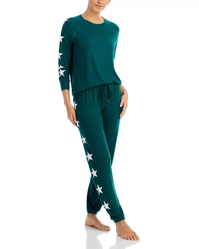 AQUA Long Sleeve Star Print Pajama Set - Exclusive - Save $4400 Now!