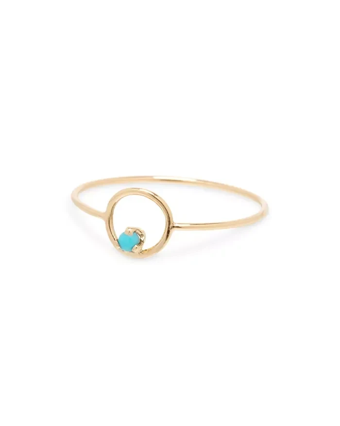 Zoe Chicco 14K Yellow Gold Turquoise Gemstones Turquoise Open Circle Ring - Save $4700 Now!
