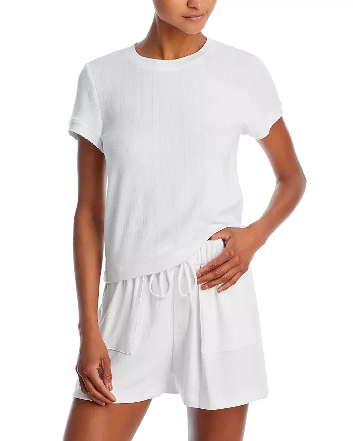 AQUA Pointelle Crewneck Pajama Set - Exclusive - 25% Off Limited Time!