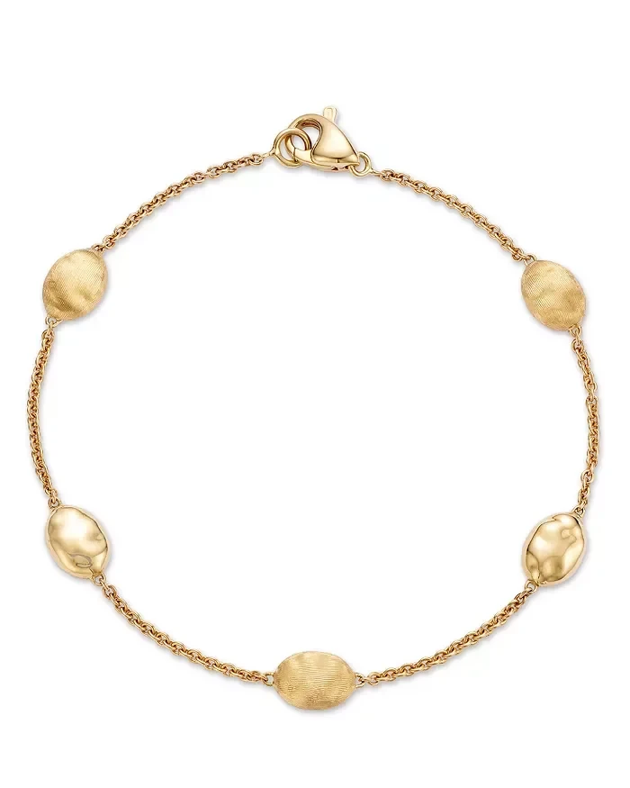 18K Yellow Gold Siviglia Polished & Textured Hammered Station Link Bracelet - Exclusive - Save $24600 Today!