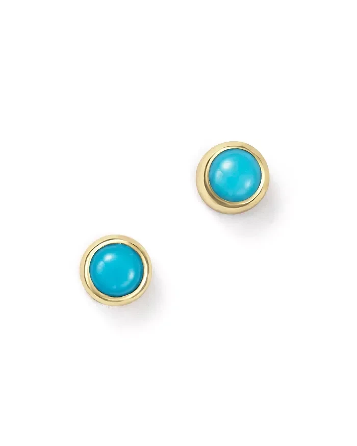 Zoe Chicco 14K Yellow Gold and Bezel Turquoise Stud Earrings - 20% Off Today!