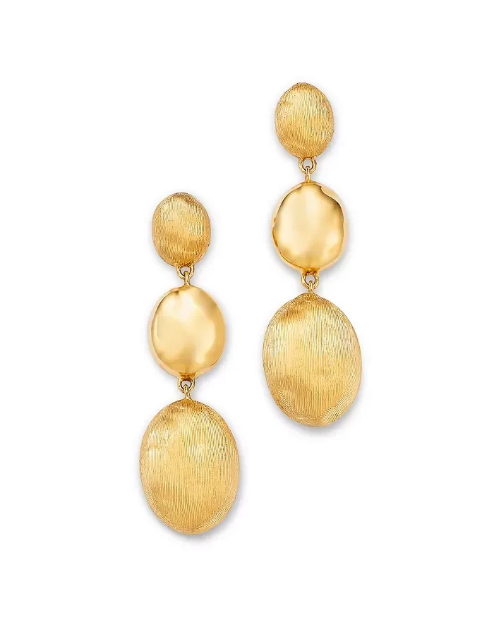 18K Yellow Gold Siviglia Polished & Engraved Three Drop Earrings - Exclusive - 20% Price Drop!