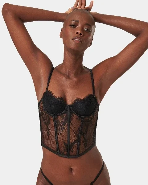 Madeline Wired Bustier (with detachable shoulder straps) Black - 40% Price Drop!