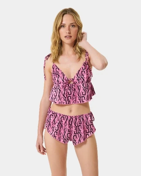 BB x Ashley Williams Tattoo Print Luxury Satin Crop Cami and Short Set - 68% Price Drop!