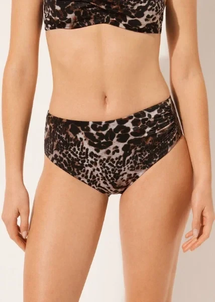 High Waist Shaping Swimsuit Bottoms Elegant Animalier
