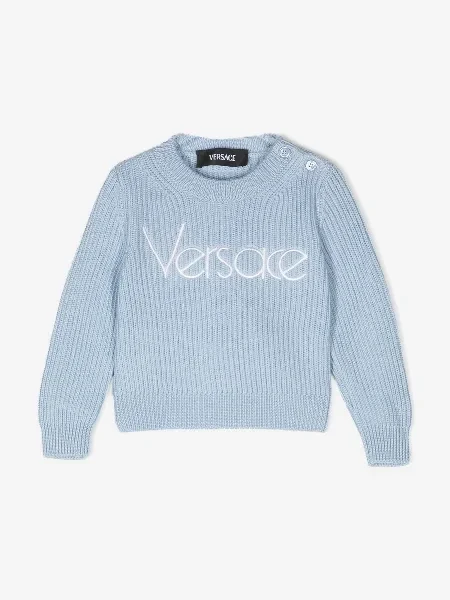 Versace Baby Embroidered Logo Jumper in Blue - 30% Discount Now!