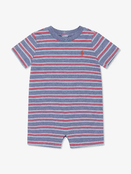 Ralph Lauren Baby Boys Striped Logo Romper in Blue - Save $2600 Now!