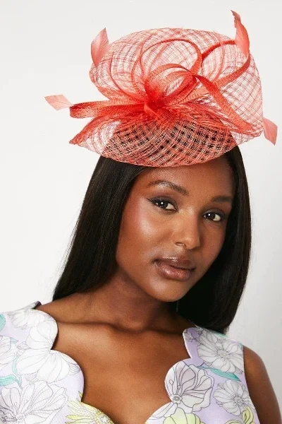 Open Weave Bow And Feather Fascinator - Now 30% Off!