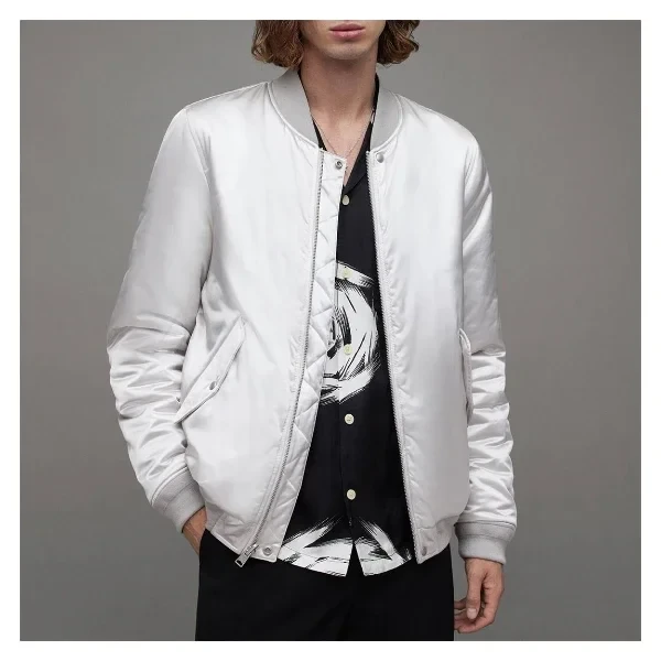 Silver Reversible Eris Zip Bomber Jacket - 72% Discount Now!