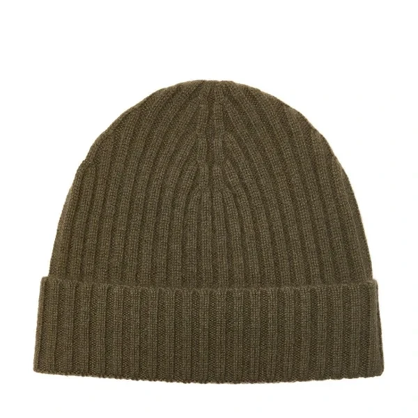Khaki Ribbed Cashmere Beanie - 71% Price Drop!